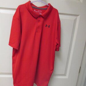 NWOT Boys Under Armour red polo shirt YXL loose Heat Gear